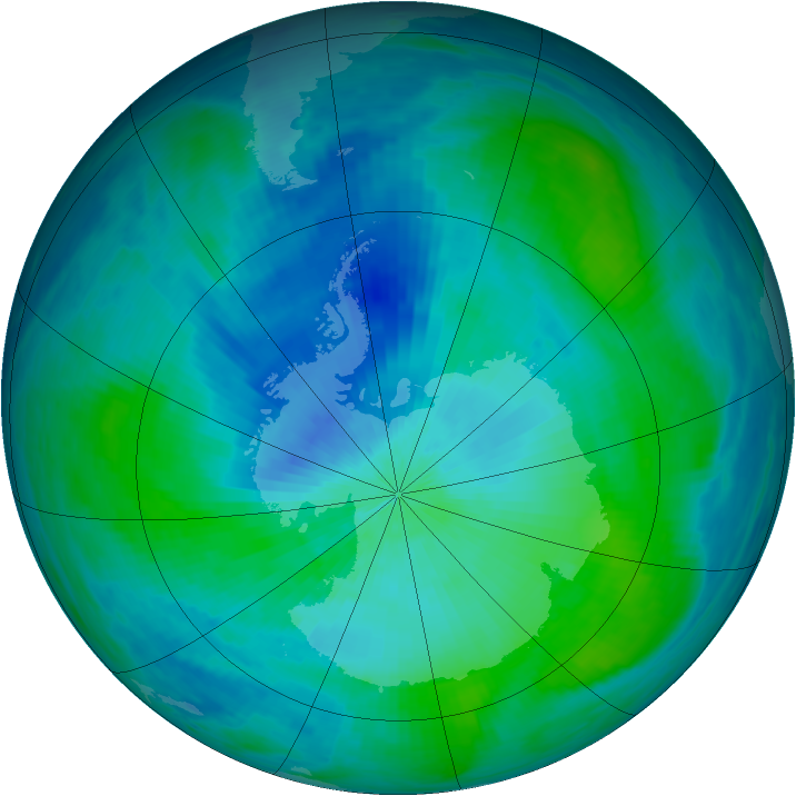 Antarctic ozone map for 24 February 1993